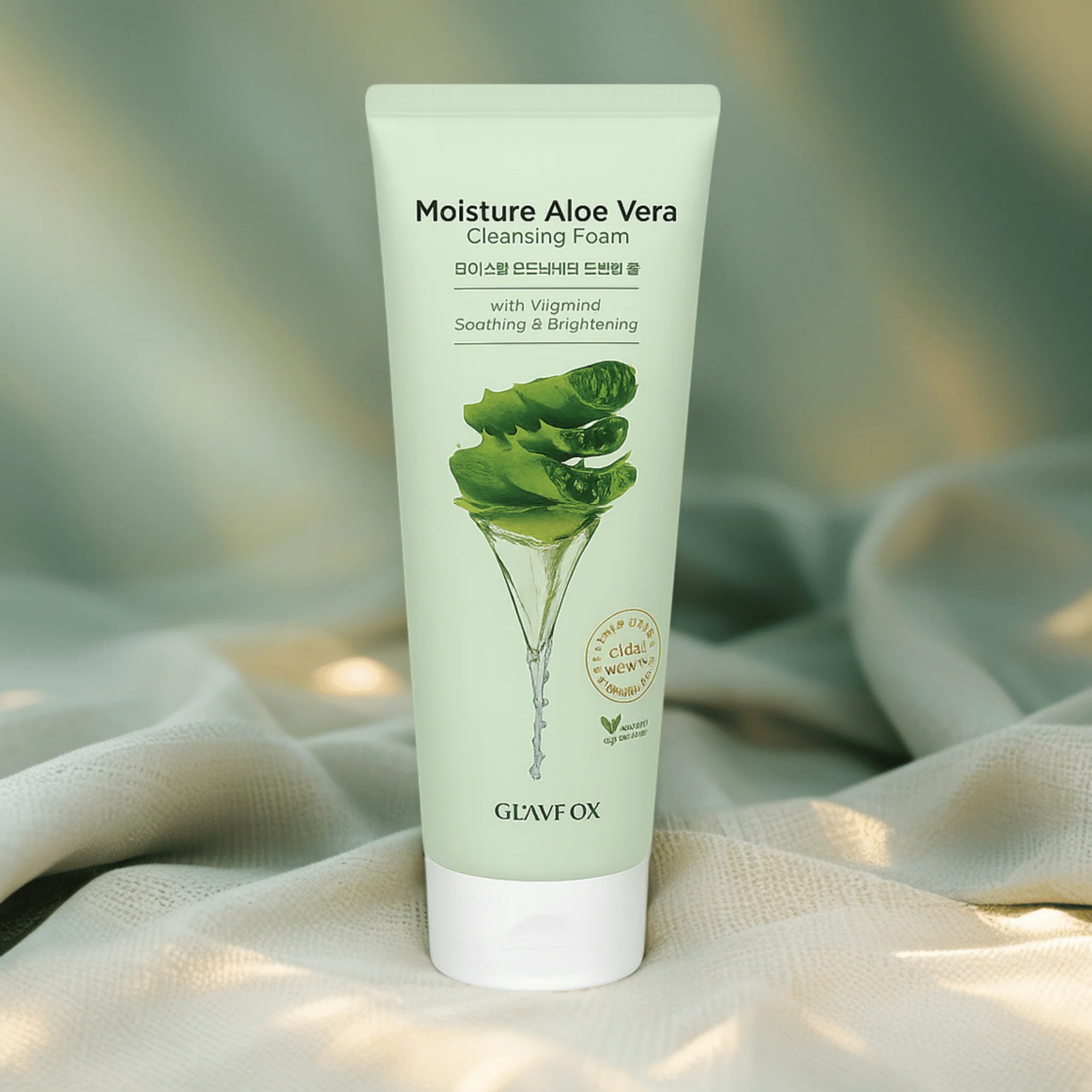 GLAMFOX Moisture Aloe Vera Cleansing Foam with Vitamin C (6.08oz) - Image 3